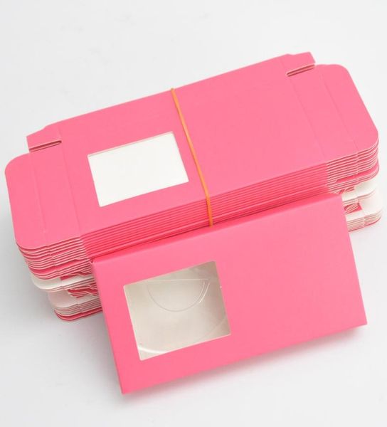 

whole 50 pcs paper false eyelash packaging box lash dark pink boxes packaging custom logo faux cils 25mm mink eyelashes case9747737