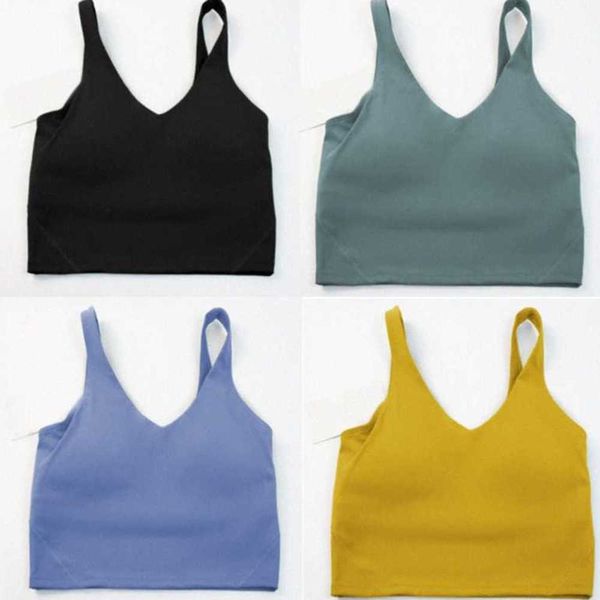 

2023 nwt lu-09 bra align yoga sport tanks high impact fitness seamless gym womens active wear workout vest sports lu back bra sporting, Black;white