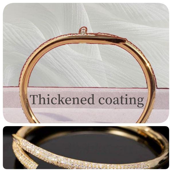 

love bracelet nail bracelet bangle luxury bracelet designer jewelry for man womens gift wide version full diamonds thickened coating 5a with, Black