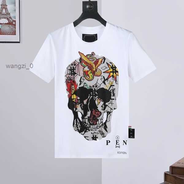 

phillip plain men's t-shirts designer t-shirt hip-hop fashion casual clothing short-sleeved shirt 17 8mm2, White;black