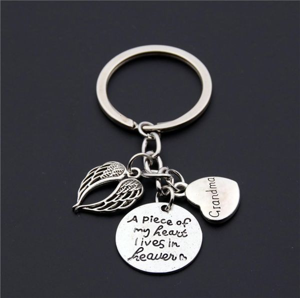 

ring keychain 1pc a piece of my heart is in heaven loss of mom dad ma memorial key rings bereavement family sympathy gift3745233, Silver