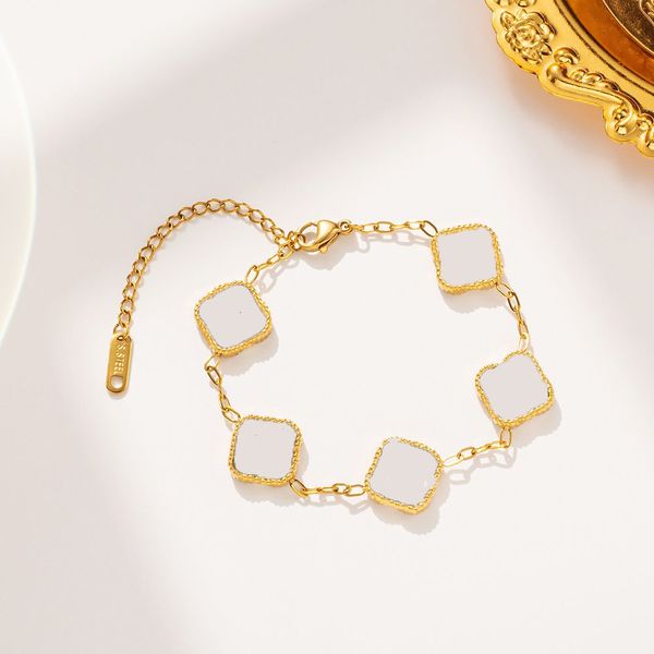 

Double Side Van Clover Charm Bracelet 18K Gold Stainless Steel Jewelry for Women Gift