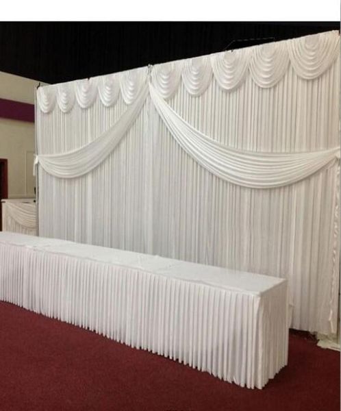 

10ft20ft white color ice silk wedding backdrop curtain with swags gold drape luxury wedding props satin drape curtain party decor4808752