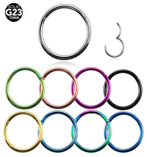 

1pc g23 titanium hinged segment nose ring 16g&14g nipple clicker ear lage tragus helix lip piercing jewelry3338393, Silver