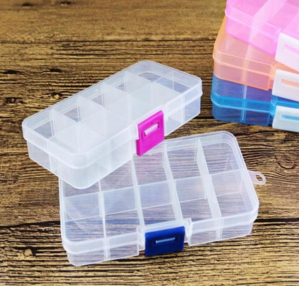 

1286521cm 10 compartment plastic clear storage box small box for jewelry earrings toys container 7580806, Black;white