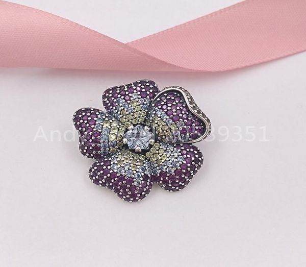 

andy jewel authentic 925 sterling silver beads glorious bloom pendant and brooch charms fits european style jewelry bracelets & necklace 397, Black
