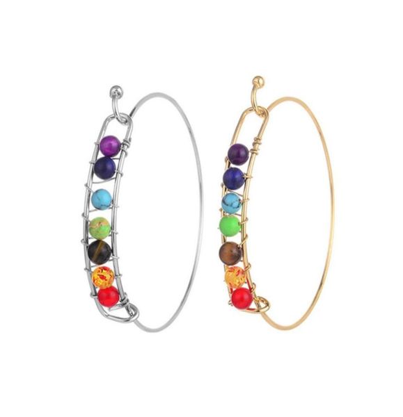 

yoga 7 chakra bracelet silver rose gold natural stone bracelets bangle cuff beads reiki spiritual buddha jewelry for women girls8606832, Black