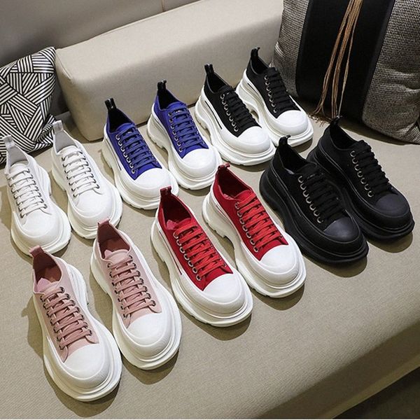 

casual shoes canva sneakers tread slick chaussures high triple black white pink red royal pale lace up arrivals men platform womens trainers