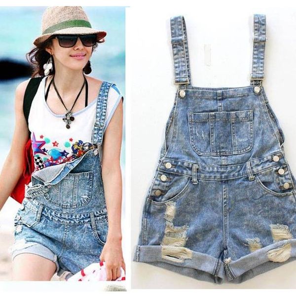 

jeans fashion women casual jean overalls shorts, Blue