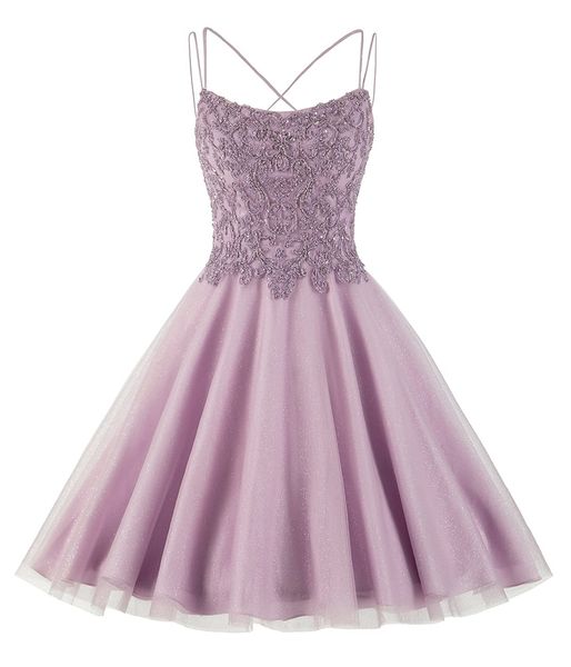 

short homecoming dresses spaghetti crystal backless lace-up a-line party gowns princess plus size mini birthday prom graudation cocktail par, Blue;pink