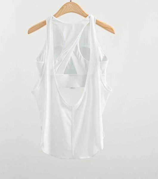 

summer yoga suit tank women's 2-in-1 shockproof underwear fitness loose fitting back sports outerwear women's smock 3oo