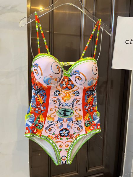 

luxury designer contrasting colors floral printed one piece swimsuit, White;black