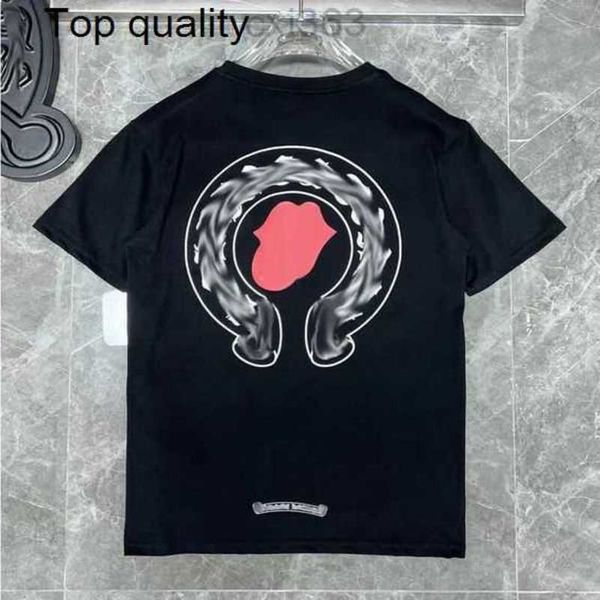 

ch fashion heart men's t shirt designer classic chromes summer brand neck short sleeve sanskrit letter pullover t-shirt horseshoe cross, White;black