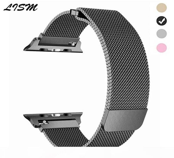 

milanese loop for apple watch bands 42mm 38mm 44mm magnetic buckle stainless steel bracelet band strap for iwatch series 4 3 2 19808798, Black;brown