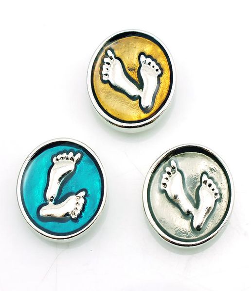 

fashion 18mm snap buttons 3 color enamel footprints metal clasps diy interchangeable noosa ginger jewelry accessories8121117