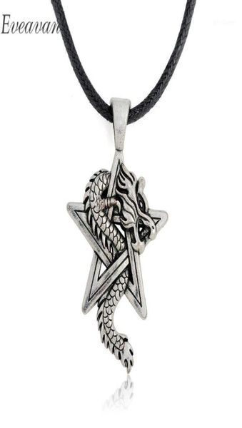 

eueavan 30pcs antique silver plated star and dragon amulet pendant necklace vintage jewelry for men women18405636