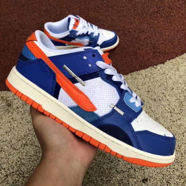

men women skateboard shoes duks low scrap white blue orange outdoor lifestyle designer sneakers