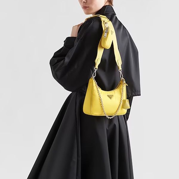 

luxury shoulder bag designer bag re-edition 2005 3-in-1 crossbody nylon mini hobo handbag saffiano leather trim with detachable pouch zipper