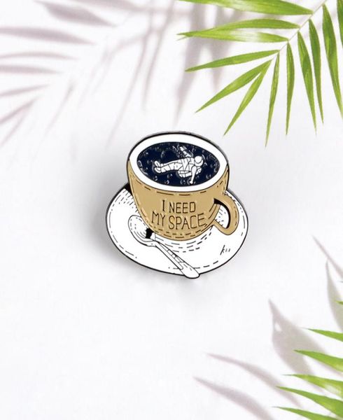 

cartoon new astronaut lying coffee cup brooch i need my space space travel fun pin fashion children039s denim clothes lapel pen5462366, Gray