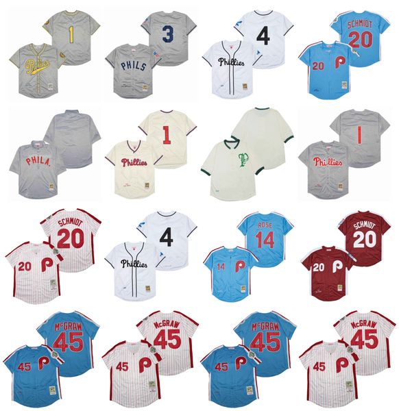 

mitchell and ness throwback phillies 20 mike schmidt baseball jersey philadelphia 14 pete rose 3 chuck klein 1 richie ashburn 4 jimmie foxx, Blue;black