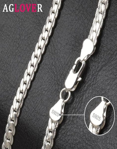 

01 aglover 925 sterling silver 20 inch 18k gold 6mm full sideways chain for women man fashion jewelry charm necklace gift b15870973
