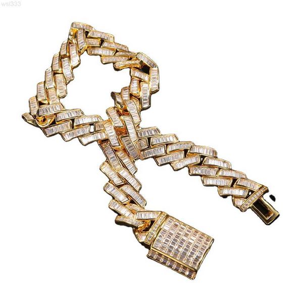 

hip-hop new square zirconium bar cuban necklace retro punk style chain men and women jewelry, Silver