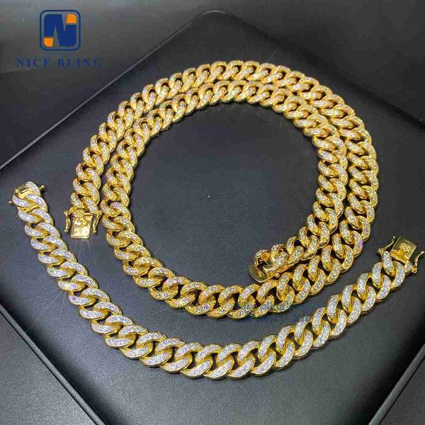 

selling 18k gold plated necklace hip hop jewelry luxury men necklace brass zircon cuban link necklace, Silver