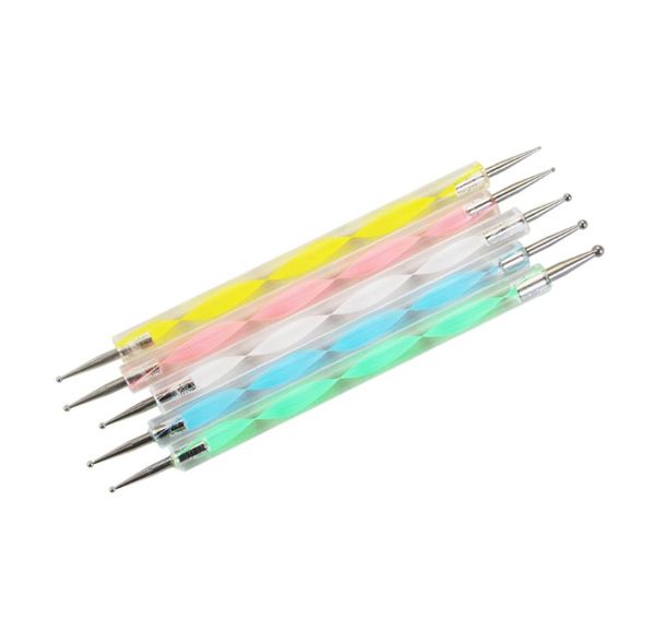 

5pcsset nail art dispensing tools doubleended pointing pens round head nail tools dot needle manicure 5 sizes1207598, Silver