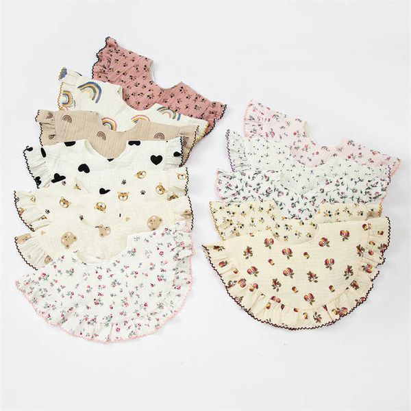 

bibs burp cloths 360 degree bib pure cotton feeding lace printed newborn baby saliva towel g220605