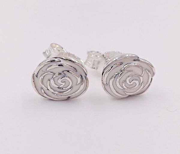 

studs rose garden earring with pink enamel authentic 925 sterling silver silver fits european style jewelry andy jewel 290554en409935423, Golden;silver