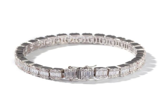 

ladder zirconia iced out bracelets hip hop cuban link chain luxury diamond mens bracelets charm gold silver rapper bangles1242414, Golden;silver