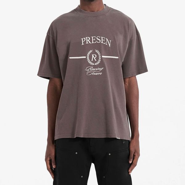 

23ss europe uk wheat embroidery t shirt high street tee vintage spring summer short sleeve skateboard men women tshirt, Black;brown