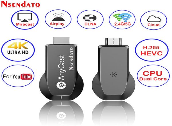

new products anycast m100 24g5g 4k miracast any cast wireless dlna airplay hdmi tv stick wifi display dongle receiver for ios an5495256, Silver