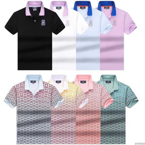 

designer psycho bunny polo casual t shirt fashion tees summer slim skull rabbit print 100% cotton short sleevexhck, White;black