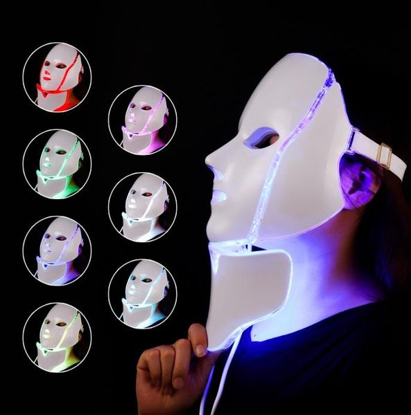 

s first 7 colors led face and neck mask ems micro current wrinkle acne skin electric beauty machine8861587