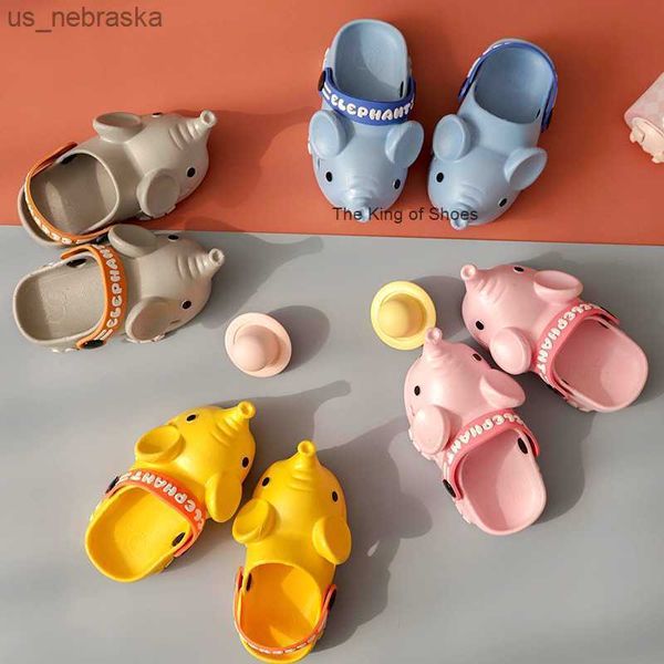 

sandals 2021 children hole shoes sandals and slippers summer cartoon nonslip sandal cute beach slipper baby elephant baotou l230518, Black;red