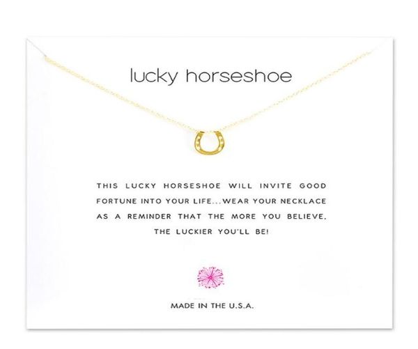 

with card silver and gold color cute dogeared necklaces with u pendant lucky horseshoe necklace blessing card necklace2334794