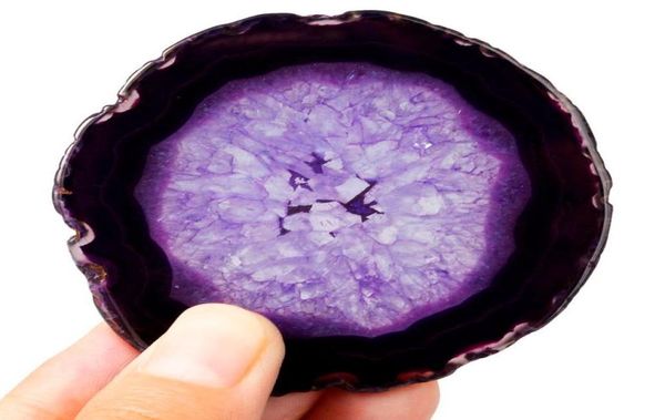

1lot 5pc natural agate slices dyed purpleirregular shape crystal geode stone slab cardshome ornament jewelry making 15quot5459593, Black;white