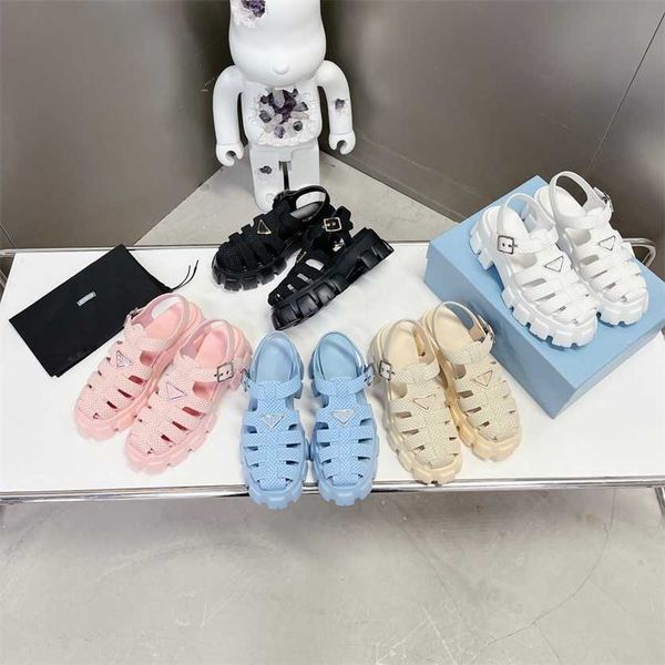 

monolith raffia sandals women designer platform sandal sandali monolith crochet cage sandals tessuto intrecciato triangle logo sporty roman, Black