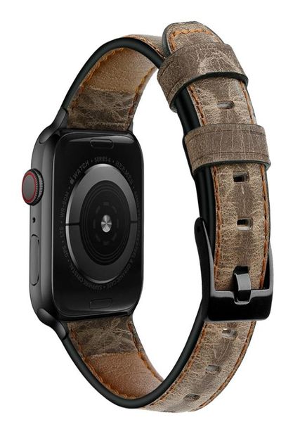 

genuine leather band for apple watch 3842mm 4044mm wristband strap iwatch series 5 4 3 2 1 crazy horse bands wrist5198799, Black;brown