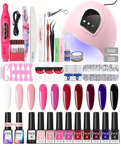 

pvoy manicures set kit with nail lamp 73ml gel nail polish set kit for art design uv gel tools for manicures3699078
