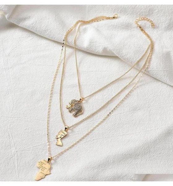 

s1582 fashion jewelry multilayer necklace metallic elephant egyptian pharaoh yan heart africa sqcpcd queen666788003, Silver