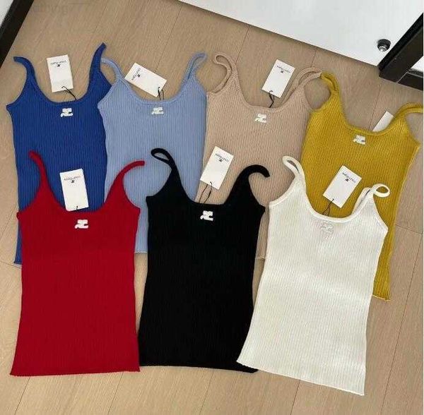 

2023ss courreges women's tanks camis candy color knitted vest sleeveless sweater tank top, White