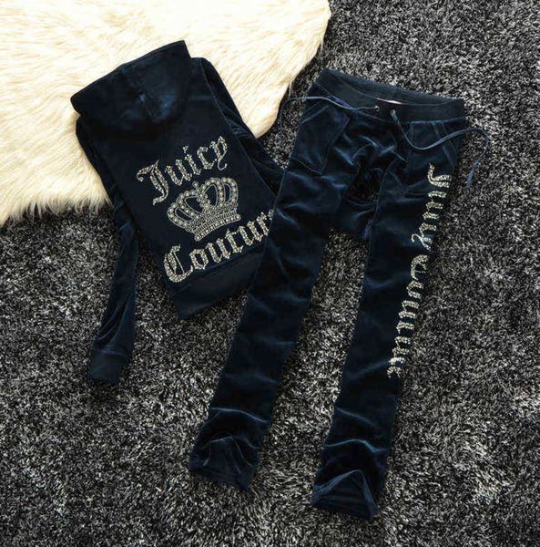 

juicy women's tracksuit summer brand sewing suit velvet tracksuits velour women track hoodies and pants met fashion23ess, Gray