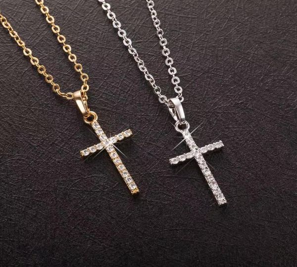 

fashion female cross pendants gold color crystal jesus pendant necklace jewelry for men women whole6084948, Silver