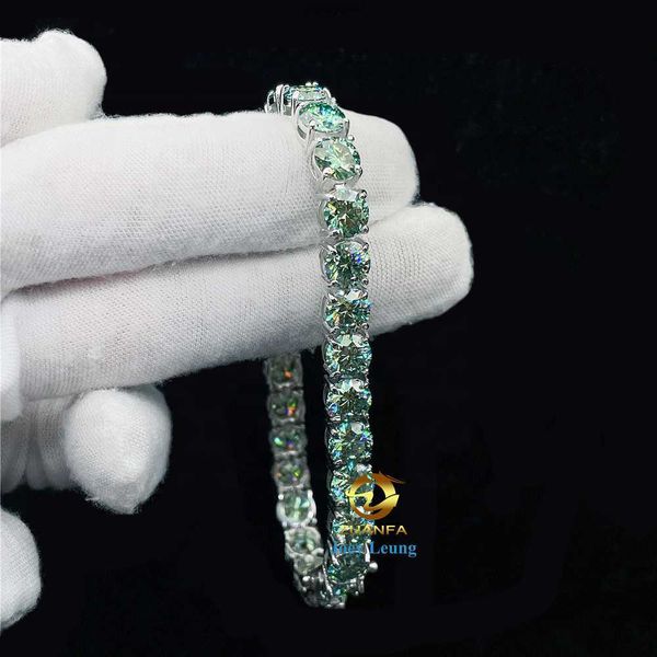 

gra certificate fine jewelry wholesale vvs moissanite lab diamond hip hop iced out 925 silver blue tennis chain bracelet