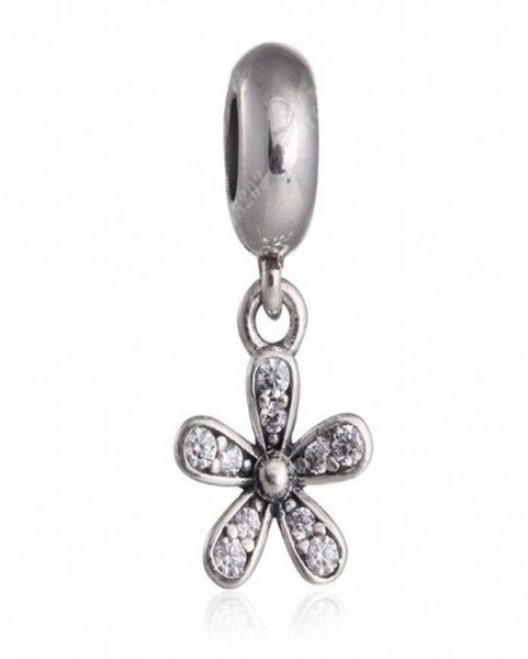 

new authentic 925 sterling silver daisy dangle charms with crystal flowers pendant fine jewelry fits beads bracelets diy jewelry m2935827, Black