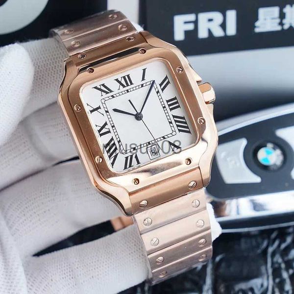 

other watches mens silver case luxury watches mechanical mens watch white dial selfwinding 40mm square stainless steel metal strap casual wa, Slivery;black