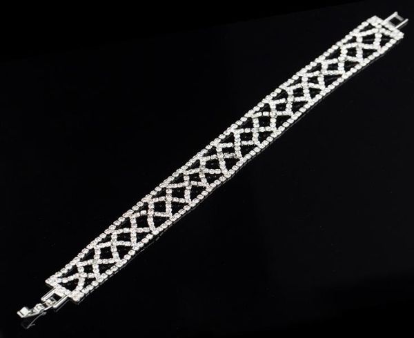 

romantic bracelet sliver plated women link bracelet crystal rhinestone chain bracelets bangles bracelet women wedding jewelry9366557, Black