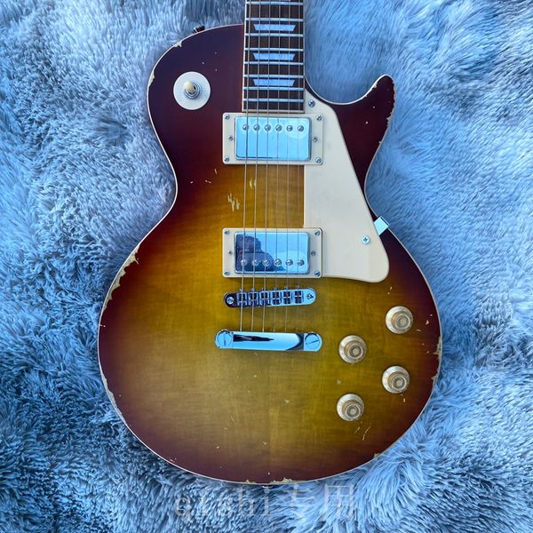 

vintage electric guitar made in china mahogany wood body 22 fret matte paint